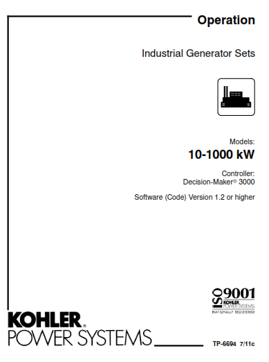 Kohler DG O & M Manual